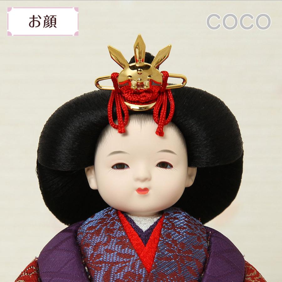 雛人形 コンパクト ココ 木目込み雛人形 親王飾り 二曲薄水色 金銀