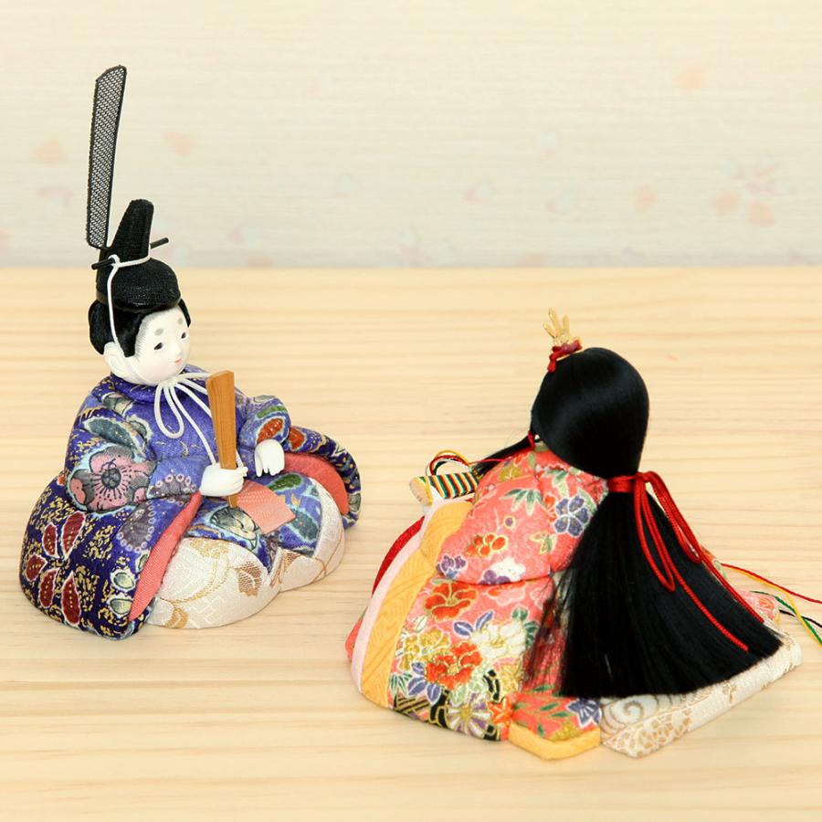 雛人形 コンパクト マール 木目込み雛人形 親王飾り 二曲ピンク 金銀
