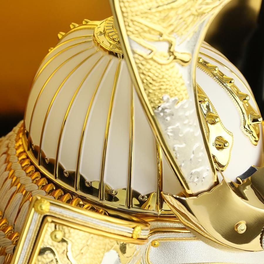 五月人形 兜飾り コンパクト 着用兜 25号 白金彫金龍 大鍬兜 着用