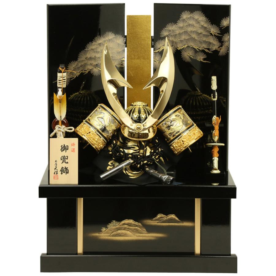 五月人形 兜飾り 選べる2種の兜12号 収納飾り 黒塗京洛月光龍 盛