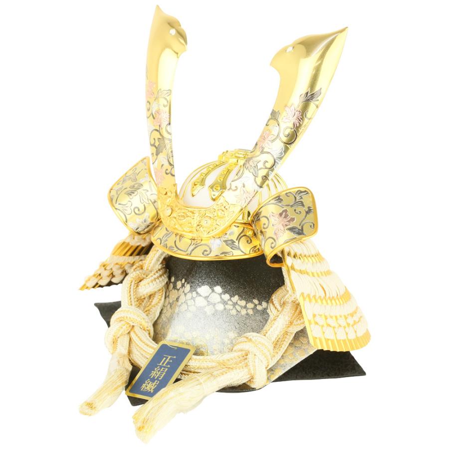 五月人形 兜飾り コンパクト 選べる3種の12号兜 銀唐草貫前 黒