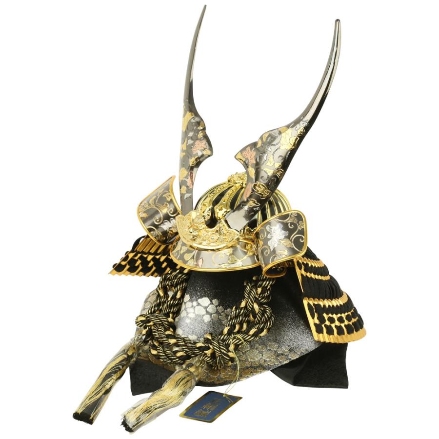 五月人形 兜飾り コンパクト 選べる3種の12号兜 銀唐草貫前 黒