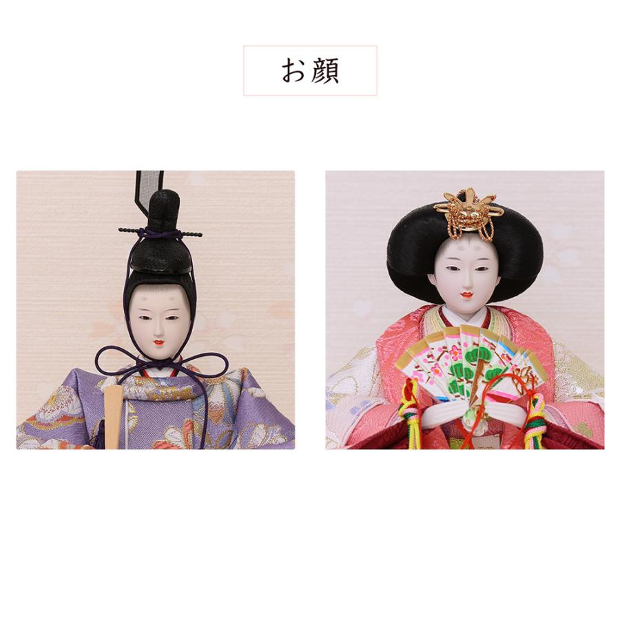 雛人形 宴桜 芥子親王 金糸 銀糸 草花柄 桜文様柄 古典的 小芥子官女 三段収納飾り 五人飾り 木製三段飾り 横幅55cm