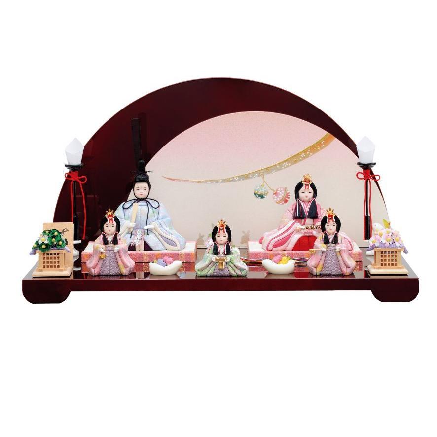 雛人形 コンパクト 木目込み 五人飾 16-1号 モダン かわいい 桃の節句 3月 初節句 ひな祭り おしゃれ 一秀