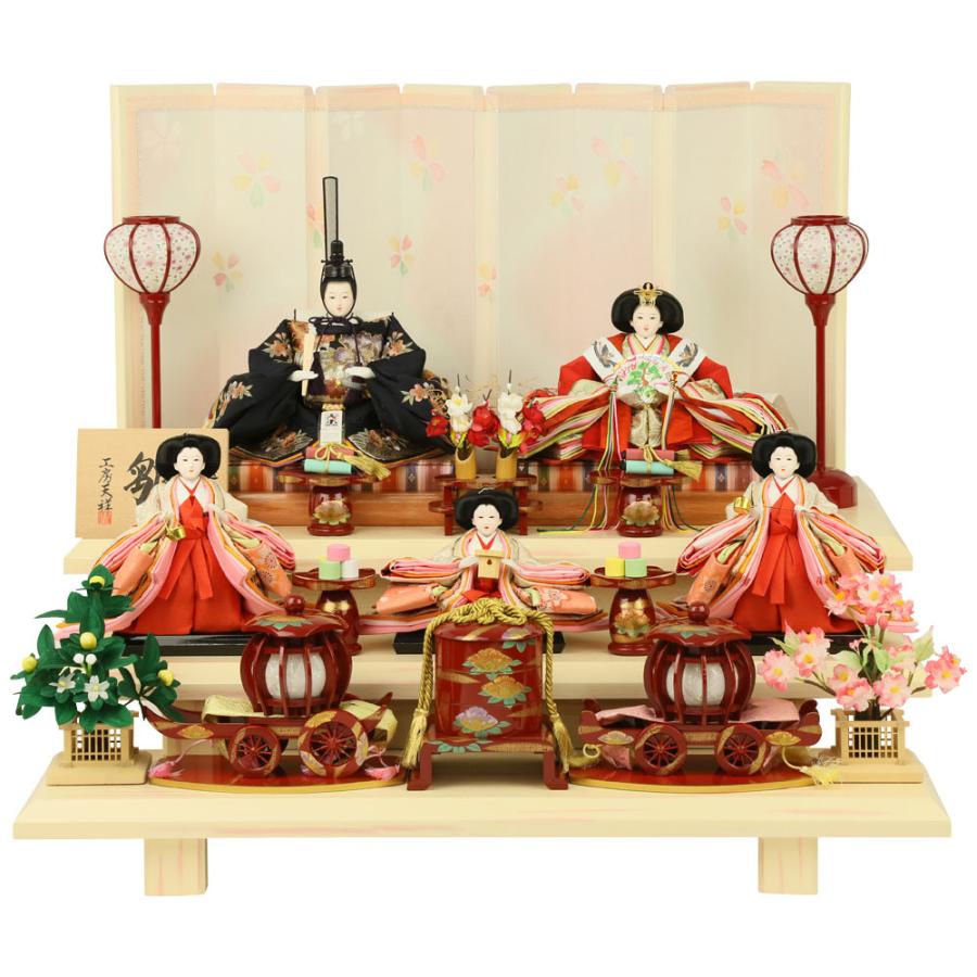 雛人形 ひな人形 三段飾り 五人飾り 三五親王芥子官女 刺繍雛 初節句