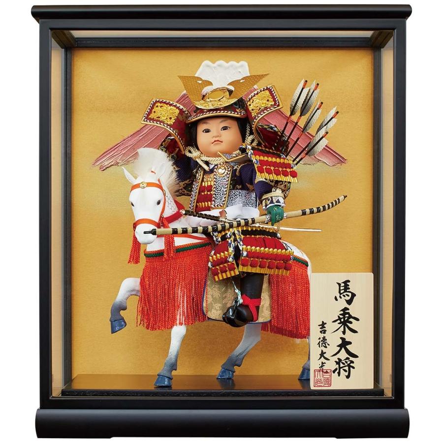 ケース入り 馬乗大将 黒枠／前扉 6号 五月人形 コンパクト おしゃれ 5