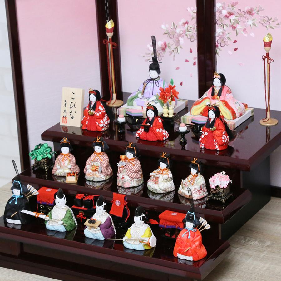 ひな祭り‼️屏風付き‼️①【木目込み人形１５人揃え】②ミニチュア【ひな道具】ーk ひな祭り①【木目込み人形15人揃え】②ミニチュア【ひな道具