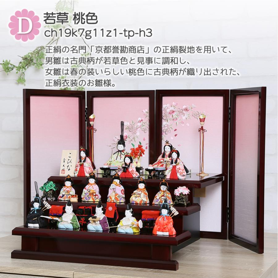 雛人形 コンパクト 木目込み雛人形 こひな 囲み屏風 三段飾り 十