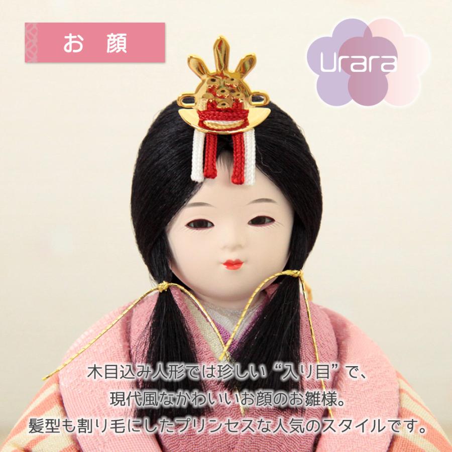 雛人形 コンパクト 木目込み雛人形 親王飾り ウララ 和紙二曲屏風