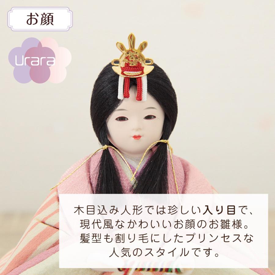 雛人形 コンパクト 木目込み雛人形 親王飾り ウララ 和紙二曲屏風