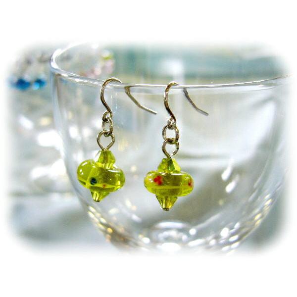 とんぼ玉ピアス・イヤリング【ミニフィオリ】 : ガラス工房ぎやまん2