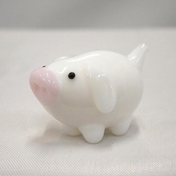 ガラス細工 動物 ぶた インテリア雑貨 ミニチュア 置物【ブタの親子木