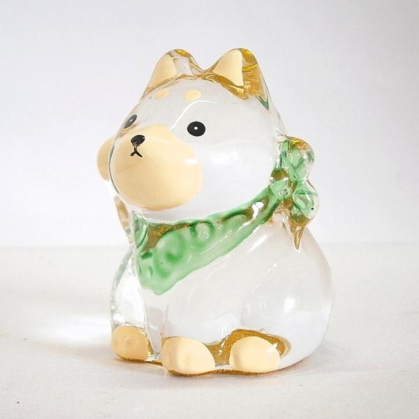 ガラス細工 犬 インテリア雑貨 縁起物 置物 彩色ガラス細工
