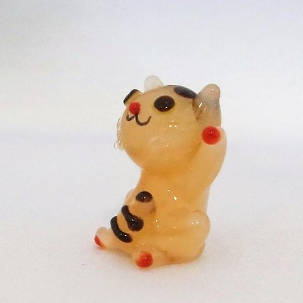 茶トラ　ガラス細工　ミニチュア きたのガラス茶トラ ガラス細工 ミニチュア きたのガラス茶トラ ガラス