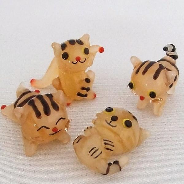 ガラス細工 ねこ 動物 インテリア雑貨 置物 ミニチュア 【とらネコE