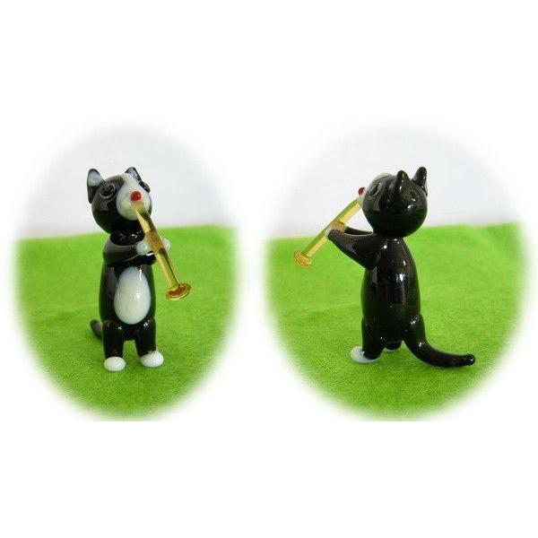 ガラス細工 ねこ 動物 インテリア雑貨 置物 ミニチュア 【ネコの楽団
