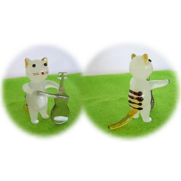 ガラス細工 ねこ 動物 インテリア雑貨 置物 ミニチュア 【ネコの楽団