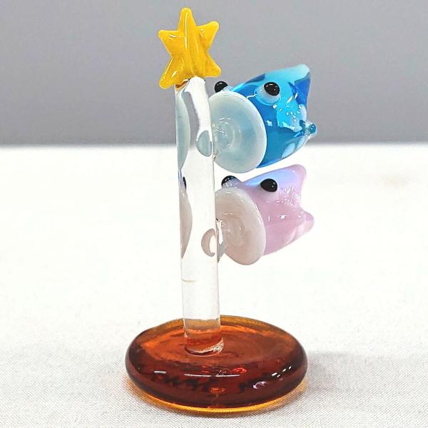 ガラス細工 5月の節句 こどもの日 鯉 ミニチュア 置物【星つき鯉のぼり