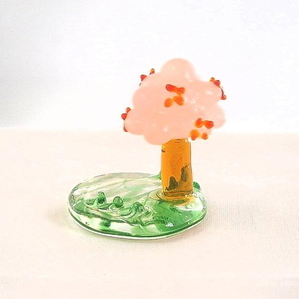 ガラス細工 桜の木 ミニチュア インテリア雑貨 置物【フィールド（桜