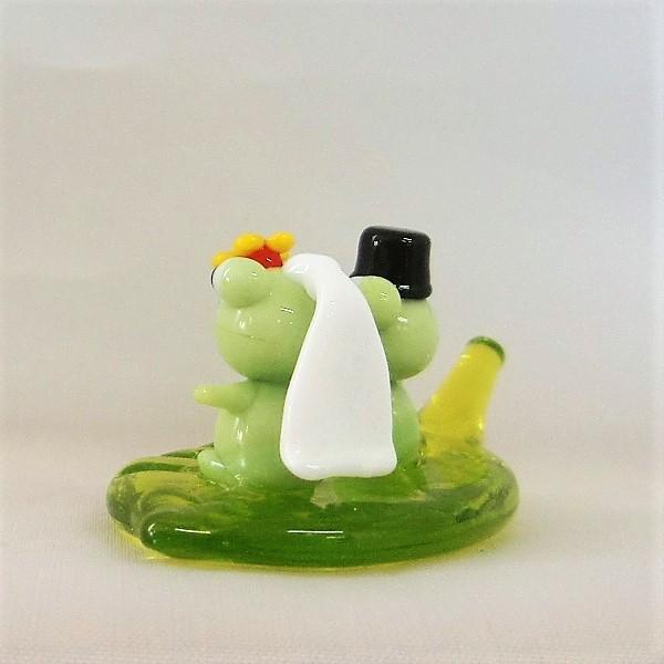 ガラス細工 かえる 結婚式 葉 ミニチュア インテリア雑貨 置物【カエル