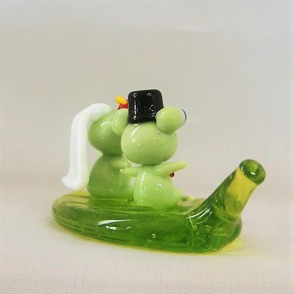 ガラス細工 かえる 結婚式 葉 ミニチュア インテリア雑貨 置物【カエル