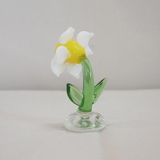 ガラス細工 ミニチュア 雑貨 置物 花飾り テラリウム 花【すいせん