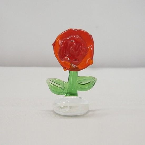 ガラス細工 ミニチュア 雑貨 置物 花飾り テラリウム 花【バラ