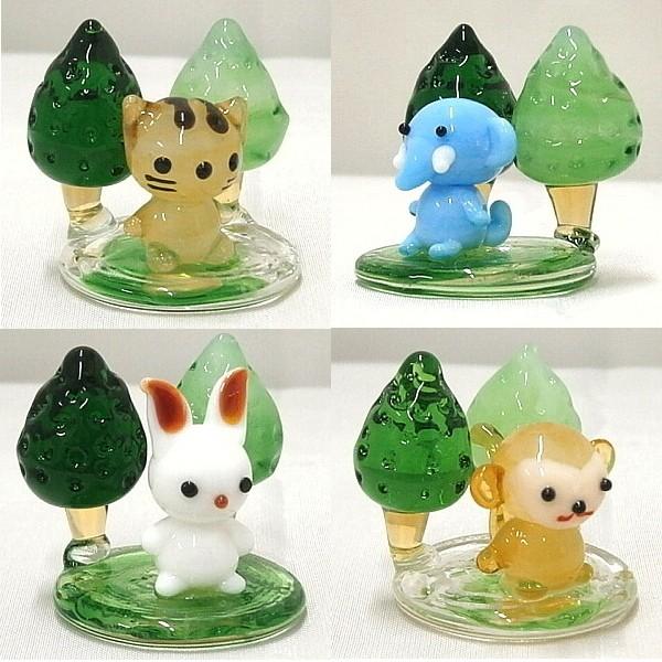 ガラス細工 置物 象ゾウ3体