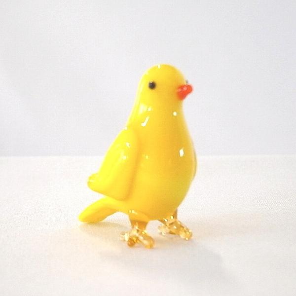 ガラス細工 鳥 インテリア雑貨 ミニチュア 置物【カナリア】 : ガラス