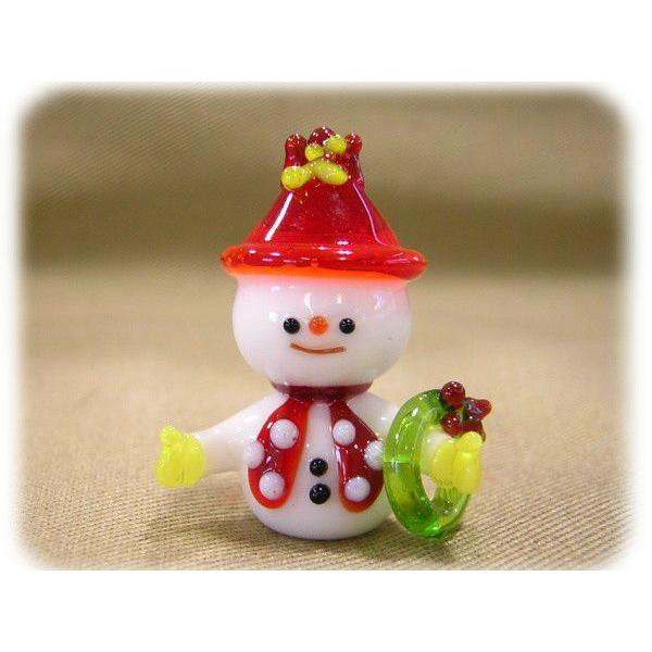 確認用ガラス細工ミニチュア雪だるまスノーマン