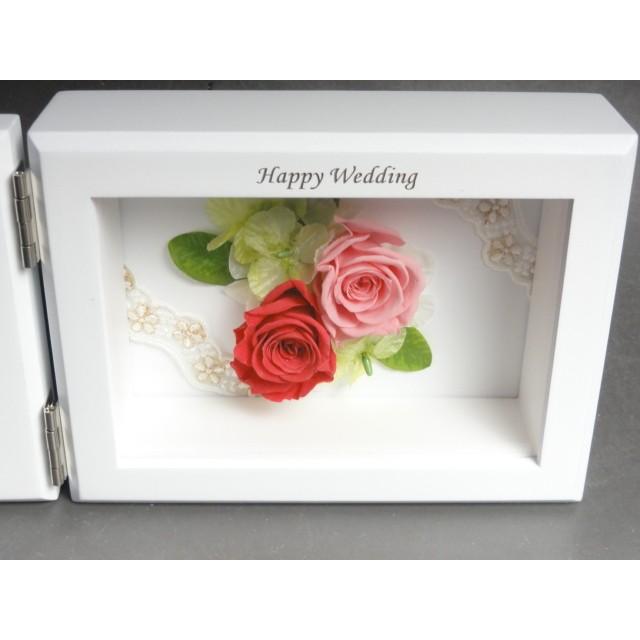 名入れ プリザーブドフラワーフォトフレーム L版 横1枚用 木製