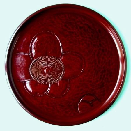 鎌倉彫　丸盆　一尺一寸　梅彫 鎌倉彫の丸盆尺 枝梅 | 鎌倉彫陽雅堂 公式オンラインショップ