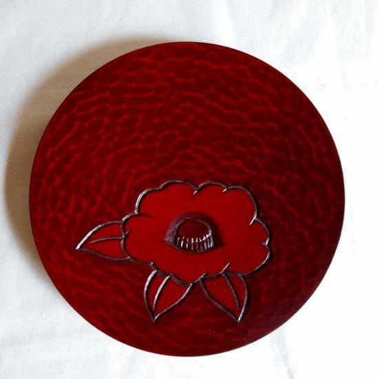 鎌倉彫 銘々皿 平皿 椿花 五枚組 鎌倉彫 椿
