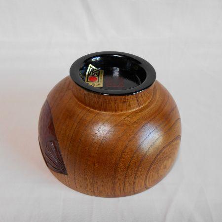 鎌倉彫 欅椀 扇に菊_4