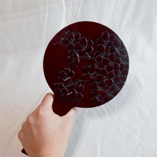 ほぼ未使用 鎌倉彫 手鏡 五寸 角手 さくら 【Y2861548882】(15180円)