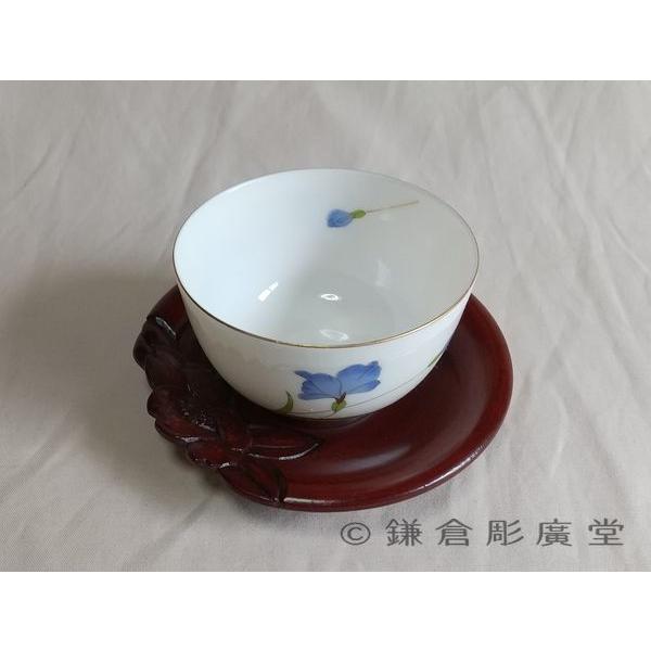 鎌倉彫 バラ売り茶托 桃型 四寸椿のくずし（一枚売り） : 鎌倉彫廣堂