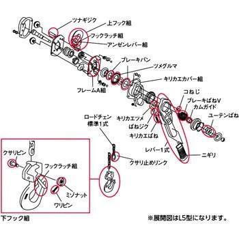 キトー LB016用 L5形キトーレバーブロックフックラッチ組 L5BA016