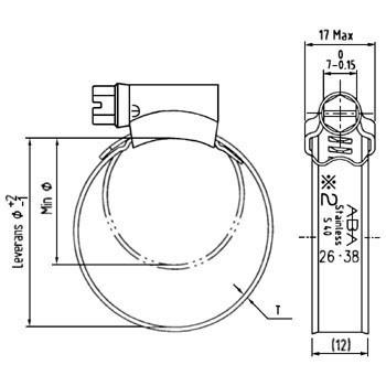 ABAオリジナル ホースバンド 12mm SUS304 200-231Φ用｜kouei-sangyou｜02