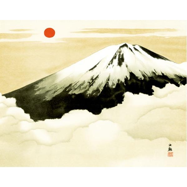 〔 横山大観生誕150年 〕 富士図 富士絵画 高精彩特色技術絵 横山大観 霊峰富士 掛軸 尺五 霊峰不二_1