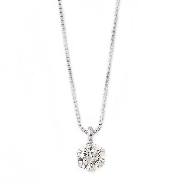ダイヤモンド ネックレス 0.2ct プラチナ Pt900 一粒 6本爪 シンプル ダイヤネックレス ペンダント 鑑別カード付き_1