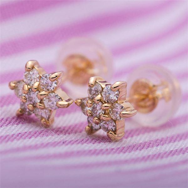 ダイヤモンド ピアス 0.2ct K18 イエローゴールド 0.2カラット 花 フラワーモチーフ ピアス 鑑別カード付きの画像
