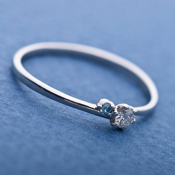 ダイヤモンド リング ダイヤ＆アイスブルーダイヤ 合計0.06ct 9号 プラチナ Pt950 指輪 ダイヤリング 鑑別カード付きの画像