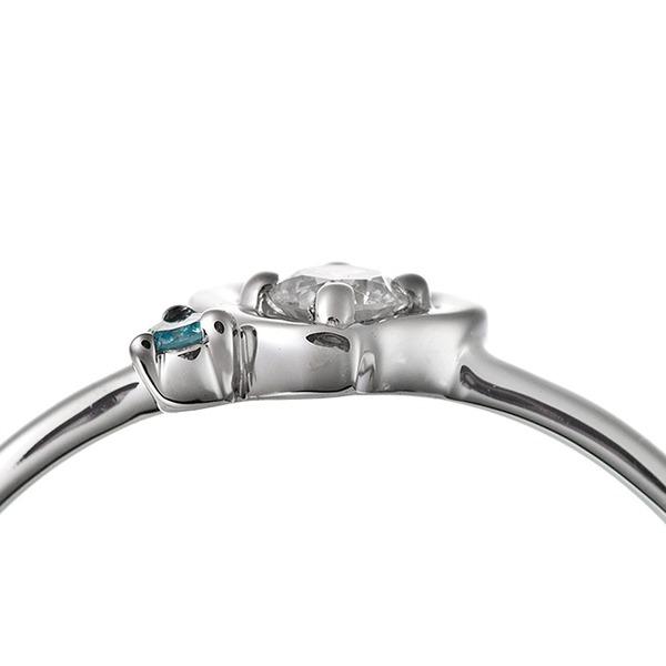 ダイヤモンド リング ダイヤ アイスブルーダイヤ 合計0.06ct 13号 プラチナ Pt950 ハートモチーフ 指輪 ダイヤリング 鑑別カード付きの画像