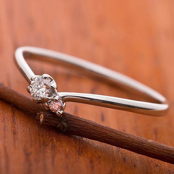 ダイヤモンド リング ダイヤ ピンクダイヤ 合計0.06ct 8.5号 プラチナ Pt950 V字モチーフ 指輪 ダイヤリング 鑑別カード付きの画像