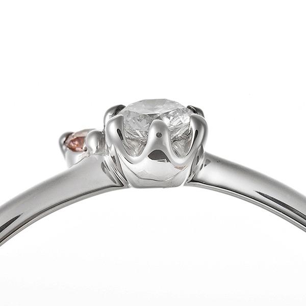 ダイヤモンド リング ダイヤ ピンクダイヤ 合計0.06ct 10号 プラチナ Pt950 V字モチーフ 指輪 ダイヤリング 鑑別カード付きの画像