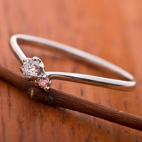 ダイヤモンド リング ダイヤ ピンクダイヤ 合計0.06ct 13号 プラチナ Pt950 V字モチーフ 指輪 ダイヤリング 鑑別カード付きの画像