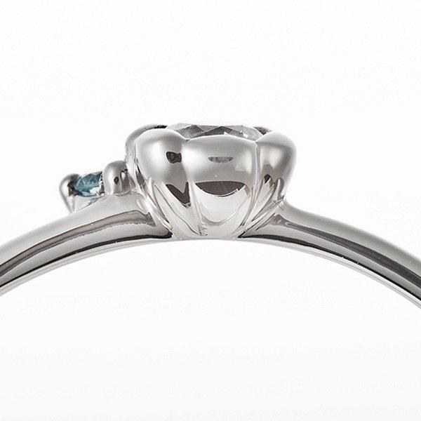 ダイヤモンド リング ダイヤ0.05ct アイスブルーダイヤ0.01ct 合計0.06ct 10号 プラチナ Pt950 フラワーモチーフ 指輪 ダイヤリング 鑑別カード付きの画像