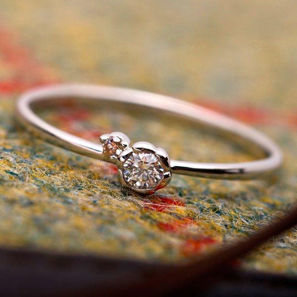 ダイヤモンド リング ダイヤ ピンクダイヤ 合計0.06ct 9.5号 プラチナ Pt950 花 フラワーモチーフ 指輪 ダイヤリング 鑑別カード付きの画像
