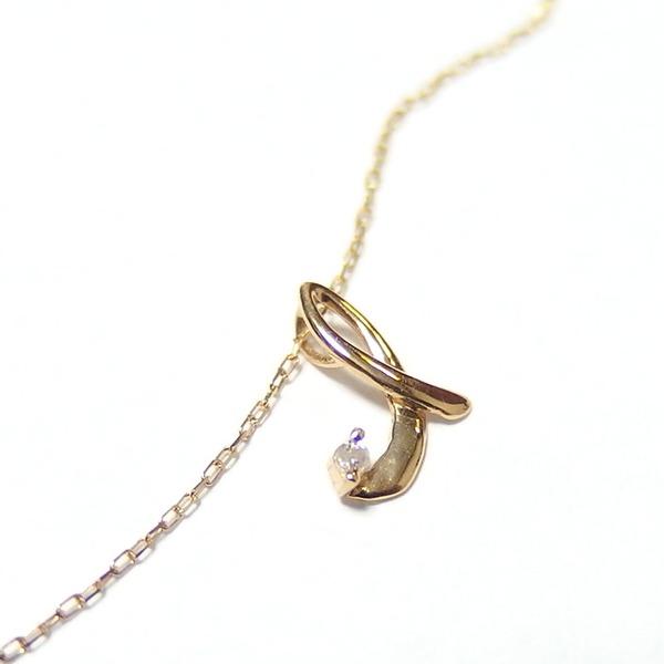 イニシャル ネックレス ダイヤモンド ネックレス 一粒 0.01ct K18 ゴールド 文字 I ダイヤネックレス ペンダントの画像