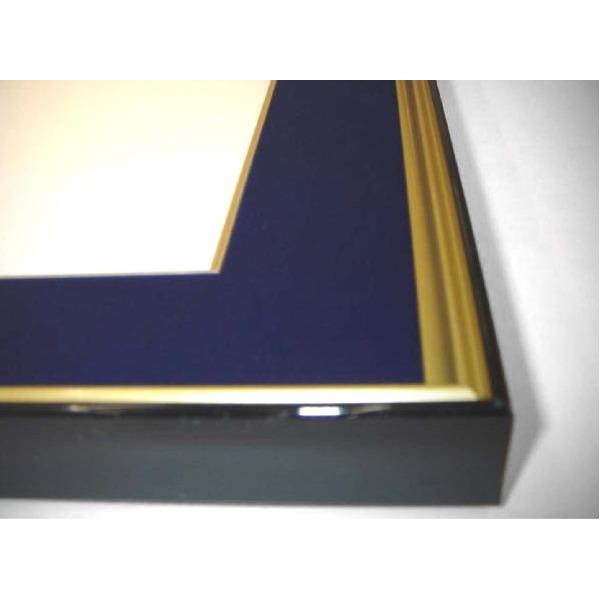 〔和額〕黒い縁に金色フレーム　日本画額　色紙額　木製フレーム　 黒金　色紙F10サイズ(530×455mm)　紺 2
